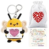 XIEXIESHER Einschulung Mädchen Geschenk, Glück Biene Positive Geschenk, Bee Pocket Hug, Schultüte Füllung Mädchen, Schulkind 2025 Mädchen Glücksbringer Schulanfang Geschenke für Mädchen