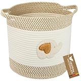 HMF Aufbewahrungskorb mit Griffen, Korb für Kinderzimmer aus Baumwolle | Elefant | 30,5 x 30,5 cm
