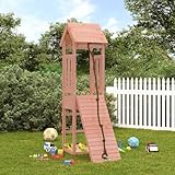 Myheimly Spielturm, Klettergerüst mit Kletterwand, Kinder Kletterturm, Spiel-Zubehör für Garten, Holz Spielplatz Spielhaus, Stil B,Douglasie Massivholz