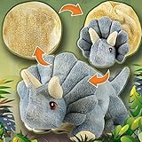 Creanino Dino Kuscheltier 2 in 1 | Plüschtier zum Wenden [Triceratops Rocky] Dinosaurier Kuscheltier | Dinosaurier Plüschtier | Wende Kuscheltier | Dino Plush | Triceratops Kuscheltier