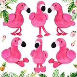 Skylety 6 Stück Mini Flamingo Plüschtiere 5 Zoll Stofftier Flamingo Gefüllte Puppe Schlüsselanhänger Kuscheltier Flamingo Hängende Ornamente für DIY Schlüsselbund Geburtstag Weihnachten (Rosa)
