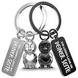 FABACH Pinguin Schlüsselanhänger für Paare - 2 Pinguine Frosty mit Herz - Pinguin Glücksbringer Freundin Geschenke - Partner Geschenk Liebe Schlüsselanhänger Jahrestag Geschenke Valentinstag