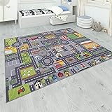 Paco Home Teppich Kinderzimmer Grau Kinderteppich Spielteppich Straßenteppich rutschfest Mädchen Jungs, Grösse:140x200 cm, Farbe:Grau 2