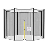 NONMON Sicherheitsnetz Ersatznetz für Trampolin Ø 366 cm 8 Stangen, Schwarz Gartentrampolin Ersatznetz Netz Außenliegend reißfest UV-beständig einfache Montage Eingangstür mit Reißverschluss