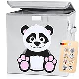 elb finesse ® Aufbewahrungsbox Kinder I süße Tierwelten Motive I extra stabile Spielzeugkiste mit Deckel für Kinderzimmer I Spielzeug Box (33x33x33) zur Aufbewahrung I Ordnungsbox I (Pauli Panda)