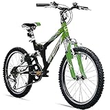 Bergsteiger Montreal 20, 24 Zoll Kinderfahrrad, geeignet für 6,7, 8, 9, 10, 11, 12, 13 Jahre, 18 Gang-Schaltung, Mountainbike mit Vollfederung, Jungen-Fahrrad, Mädchen-Fahrrad