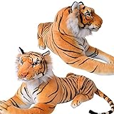 TE-Trend XL Plüschtier Tiger Kuscheltier Stofftiger lebensechte Raubkatze liegend Dschungel Steppe 80 cm Mehrfarbig getigert
