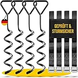 SCHMITZ.Tools Bodenanker Trampolin Erdanker zum Eindrehen - Extra sichere Premium Ausführung - Sturmanker Befestigung Boden - Verstellbarer XXL-Gurt - 2,50m - Rostfrei