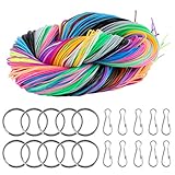 ZITFRI Scoubidou Bänder Set 200 Stück Scobie doo Bänder 20 Farben Scoobydoo Bänder zum basteln für Armbänder, Halskett, Schlüsselanhänger - 200tlg. Knüpfbänder Set mit Keychain und Haken