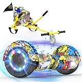 EVERCROSS Hoverboards mit Sitz 6,5' Self Balance Scooter mit Bluetooth LED Hover Board mit Hoverkart Go Kart für Kinder Jügen Erwachsen Warenlager in DE