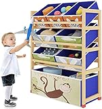 Dripex Spielzeugregal, Kinder Regal mit 8 Boxen Kinderzimmerregal Aufbewahrungsregal für Kinder Junge 64 x 28 x 81 cm