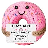 FrostyFlair Pocket Hug Donut, Häkel Donut als Positive Geschenke für Tante von Nichte oder Neffe, Emotional Support Kuscheltier für Geburtstag & Weihnachten