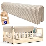 Leanbe Bettkantenschutz für Kinderbetten Kissen für bettumrandung Rausfallschutz Abdeckung Kantenschutz für Babybett (BEIGE Cord, 70cm)