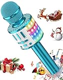 Bluetooth Mikrofon Karaoke, Drahtloses Tragbares LED Karaoke Mikrofon mit Lautsprecher Tonaufnahme für Zuhause Party, Kompatibel mit Android IOS PC - Geschenke für Erwachsene und Kinder