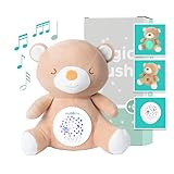 HuBorns - Nachtlicht Kuscheltier mit weißem Rauschen - Einschlafhilfe für Kinder - Geschenke für eine Babyparty - Nachtlicht Plüschtier zum Einschlafen - Weisses Rauschen Baby Sound Machine