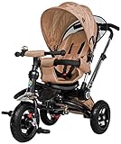 Miweba Kinderdreirad Schieber 7 in 1 Kinderwagen KSF12 - Kinder Buggy - 3-Punkt Sicherheitsgurt - Lenksystem über Schiebestange - Ab 1 Jahr - Luftreifen - Tasche - Dreirad mit Sonnendach (Sand Beige)