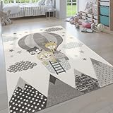 Paco Home Teppich Kinderzimmer Junge Mädchen Kinderteppich Spielteppich Kurzflor Regenbogen Bauernhof Einhorn Schmetterling Hase, Grösse:80x150 cm
