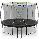 KINETIC SPORTS Trampolin Outdoor 'Ultimate Pro' Ø 244/305/366/427 cm – TÜV Rheinland GS-Zertifikat, Kindertrampolin mit Leiter, Fieberglas-Netz, Gartentrampolin im Kürbis-Design, bis zu 160 kg