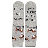 Socken für Hundeliebhaber mit Aufschrift 'Leave Me Alone Only Talking To My Beagle Today', Geschenk für Hundeliebhaber Gr. M, U.Beagle
