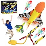 FOSUBOO 6X Rakete Outdoor Spielzeug ab 3 4 5 6 7 Jahre Junge Mädchen, Geschenk für Kinder Druckluftrakete Garten Spielzeug Spiele Kinderspielzeug Schaumstoff (+10 Weltraum Aufkleber für Kinder )