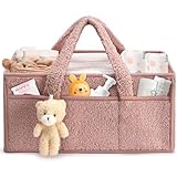 CHANXIUZAI Baby Wickeltasche Organizer，Baby-Windel-Caddy Organizer für Wickeltisch，Multifunktional Tragbar Wickel Organizer für Feuchttücher und Babysachen (Rosa)