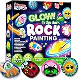 JOYIN Steine Bemalen Set Kunsthandwerk (Farbe Leuchtet Im Dunkel Metallic Standard-Farben) Kreativ Steinmalerei,Bastelset Steine Malen Set für Kinder Basteln Geschenk Mädchen 6 7 8 9 10 11 12 Jahre