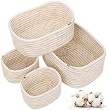 VORHOT 4er Set Aufbewahrungskorb Geflochten Baumwollseil, Korb Aufbewahrung Körbchen Wickeltisch Organizer, Stapelbare Deko Korb Speicher Storage Basket für Kinderzimmer Wohnzimmer Bad