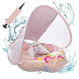 Baby Schwimmring mit abnehmbarem sonnendach,Schwimmhilfe Baby verstellbare Schultergurte,Schwimmtrainer Baby,mit aufblasbarer Baby Swimming Float für Baby ab 3-36 Monate.