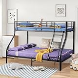 FetiNes Etagenbett 140x200cm mit Lattenrost, Kinderbett mit Leiter und Rausfallschutz, Hochbett Stockbett - Schwarz