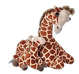 WILD REPUBLIC Mom and Baby Giraffe, Großes Kuscheltier, 38 cm, Geschenkidee für Kinder, Kuscheltier mit Baby, Riesen-Stofftier aus recycelten Wasserflaschen