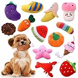 Kuoser 14 Stück Quietsch-Spielzeug für Hunde, Langlebig Weich Plüsch Kauspielzeug für Kleine/Mittelgroße Hunde und Katzen, Interagierendes Spielzeug, Farben Variieren