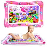 GARNHLOB Baby Wassermatte BPA Frei, 70x50 cm Aufblasbare Bauchzeit Matt Spielmatte mit 6 Meerestieren, Sensorik Wassermatte für Babys von 3-36 Monaten, Tragbare Reise Wasseraktivitätsmatte (Rosa)