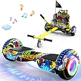 GeekMe 6.5' Hoverboards mit Sitz,Hoverboards und Kart für Kinder,Hoverboards mit Bluetooth-Lautsprecher,Schöne LED-Leuchten,Geschenk für Kinder