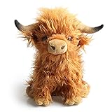 CJBIN Highland Cow Soft Toy Plush Toy, Hochlandrind Kuscheltier, Kuh Plüschtier, Highland Cow Plüschtier Realistischer, Plüschtiere, Süße Kuscheltiere, Schlafendes Plüschtier Geschenke Für Kinder