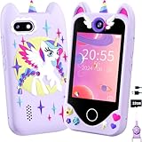 Kinder Handy Smartphone Mädchen Geschenke - Weihnachten Geburtstag Geschenke ab 3 4 5 6 Jahre Mädchen, Kinderhandy Spielzeug mit Touchscreen, Dual-Kameras, Lernen, Musik-Player (Lila)