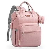 Viedouce Baby Wickelrucksack Wickeltasche Babytasche,Wasserdicht Oxford Große Kapazität für ausgehen,Multifunktional zum Rucksack mit 1 Stück Wickelauflage und 2 Kinderwagengurten(Rosa-01)