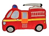 alles-meine.de GmbH Kissen 41 cm * 28 cm Kuschelkissen Feuerwehr rot bunt Auto groß sehr weich Jungen Jungs Schmusekissen