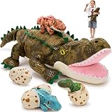 MorisMos groß Krokodil Kuscheltier XXL mit Baby im Bauch, 60cm weich riesen Alligator Croco Stofftier Plüschtier Spielzeug, Geburtstag Weihnachten Geschenk für Kinder Baby
