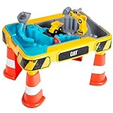 Theo Klein 3242 3237 CAT Sand- und Wasserspieltisch I Mit Baggerarm, Kipper, 2 Rohren, Stoppern und entnehmbaren Becken I Maße: 64 cm x 48 cm x 40 cm I Spielzeug für Kinder ab 18 Monaten