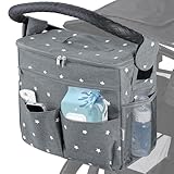 Orzbow XL Buggy Organizer Taschen,22 L Großer Kinderwagen Windel Organizer mit Getränkehaltern und Schulterriemen verwendet als Mom Handtasche & Schultertaschen & Backbag (Grau)