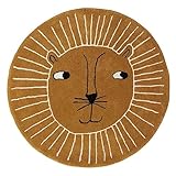 OYOY Mini Lion Rug - Runder Kinderzimmer Teppich Löwen Kopf - Kinder Spielteppich für Jungen und Mädchen - Durchmesser 95 cm aus einem Wolle Baumwolle Mix