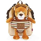 PERLETTI Kuscheltier Rucksack mit Plüsch Abnehmbar Weich für Kleinkinder - Kinderrucksack Plüschtier für Hort Kindergarten Baby Kinder 3 4 5 Jahren - Plüschspielzeug Kindertasche - 22x25x3 cm (Löwe)
