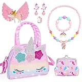 Adeokay Einhorn Geschenke für Mädchen, Geschenke Mädchen 2 3 4 5 6 Jahre, Spielzeug ab 2 Jahre Mädchen, Einhorn Handtasche Schmuckset für Mädchen, Kinderschmuck Geburtstagsgeschenk Mädchen 2-6 Jahre
