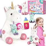 Einhorn Kuscheltier Einhorn Geschenke für Mädchen 3 4 5 6 Jahre Einhorn Mama mit Babys Einhorn Umhängetasche Rosa Lutscher Flasche Einhorn Pferd Plüschtier Einhorn Spielzeug Geschenk für Mädchen 3+