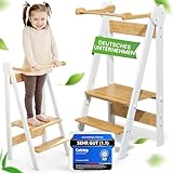 practical living e* Lernturm Montessori Platzsparend und höhenverstellbar aus Bambus für Kinder ab 1 Jahr (Klappbar) Learning Tower, Tritthocker, Learning Tower, Schemel für Kinder