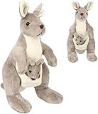 YANGUN Känguru Plüschtier Plüschtiere, 28cm Süßes Kuscheltier Mutter und Kind Känguru, Flauschiges Stofftier Kängurus, Plüsch Känguroo Spielzeug, Geburtstagsgeschenk für Kinder