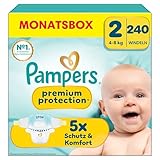 Pampers Premium Protection Größe 2, 240 Windeln, 4kg-8kg, unser Nr. 1 Haut- und Auslaufschutz