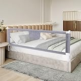 Supfine Bettgitter für Kinder, Bettgitter für Kinder, 150 cm, Bettschutzgitter, höhenverstellbar (70 – 99 cm), Bettgitter gegen Stürze, stabil und langlebig (Grau, 2 Monate) YR453483