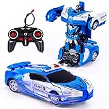 Vubkkty Transformator Ferngesteuertes Auto Spielzeug für Jungen, 2 in 1 rc Auto Kinder Roboter Spielzeug Auto mit Fernbedienung ab 6 7 8 9 10 Jahre Blau Weiss