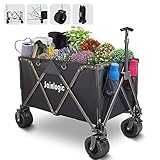 5 𝑱𝒂𝒉𝒓𝒆 𝑮𝒂𝒓𝒂𝒏𝒕𝒊𝒆 Sainlogic 280L/150KG Bollerwagen Faltbar mit Große All-Terrain Auto-Reifen, Transportkarre Gerätewagen, Faltbollerwagen aus Kohlenstoffstahl, 2 Bremsen (Schwarz)